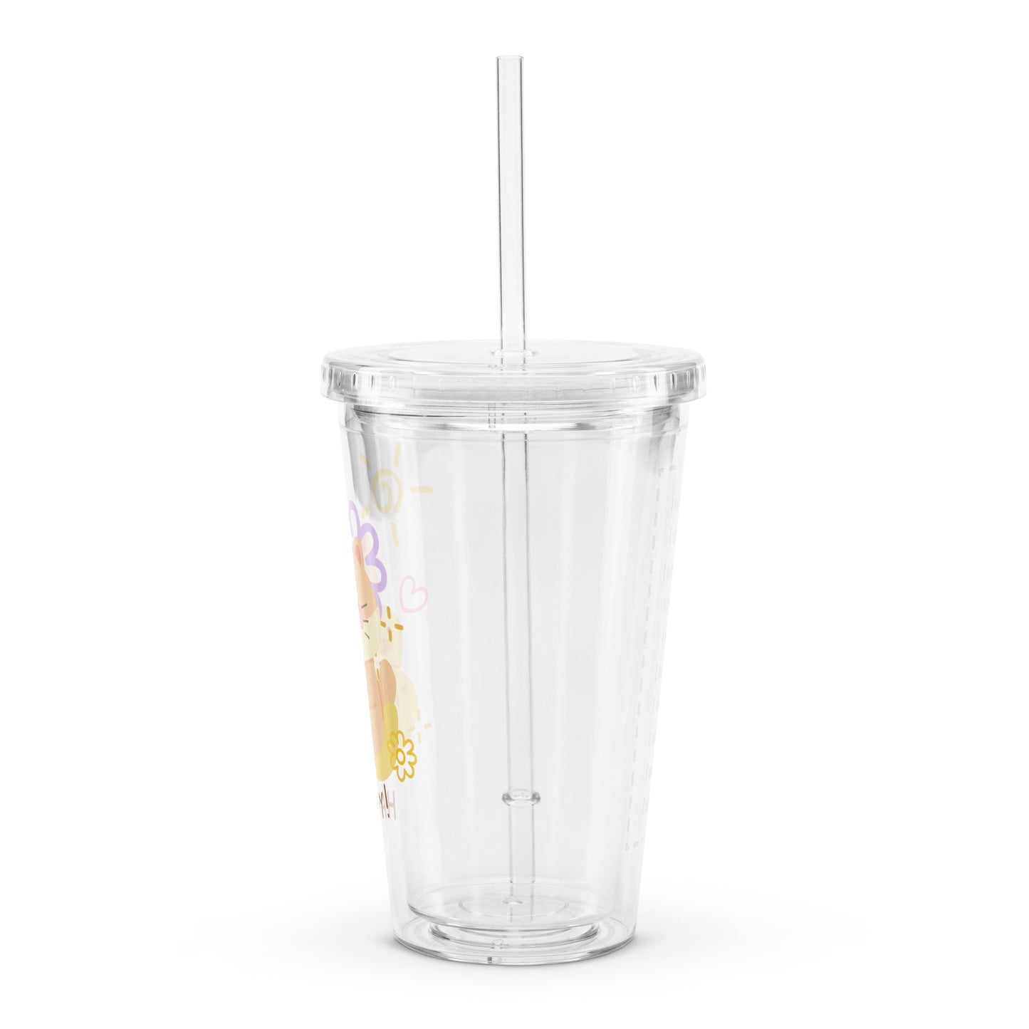 Adorable Cat And Duck Happy Cute Cartoon Clear plastic tumbler