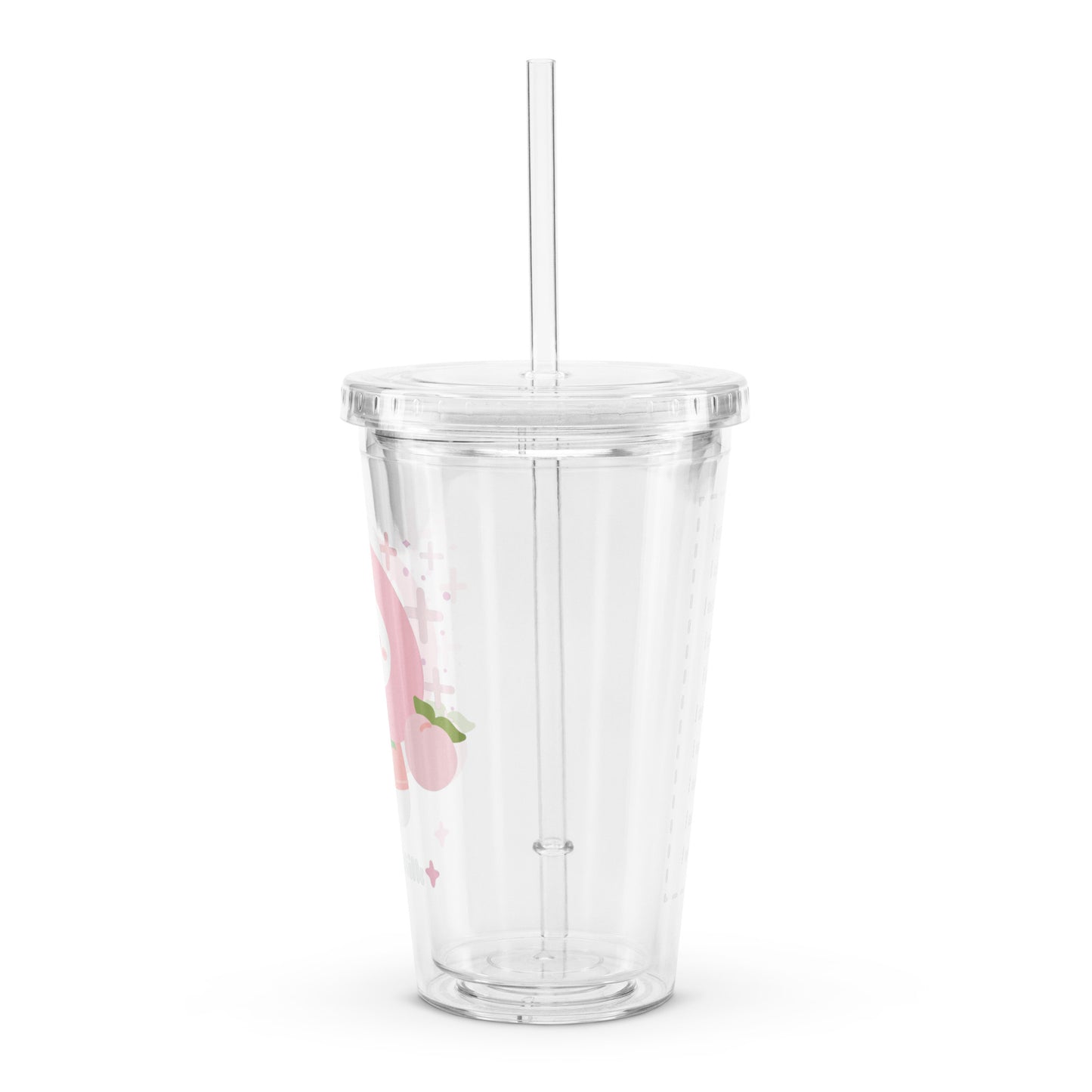 Cutie Cartoon Peach Bunny Peach Milk Kawaii Clear plastic tumbler