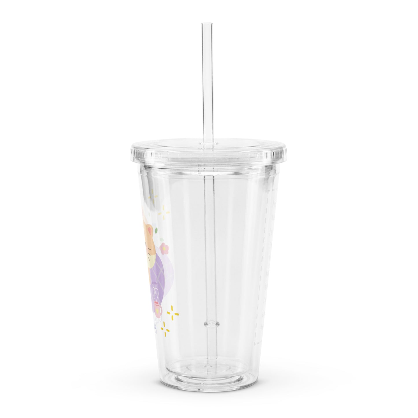 Cute Cat Summer Hat Gardening I Believe In You Quote Cartoon Clear plastic tumbler