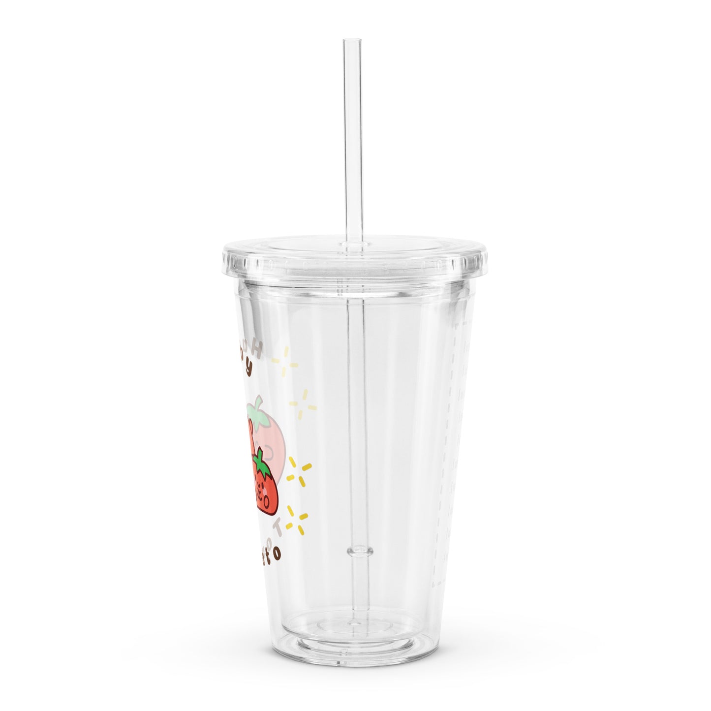 Super Cute Happy Tomatoes Kawaii Cartoon Clear plastic tumbler