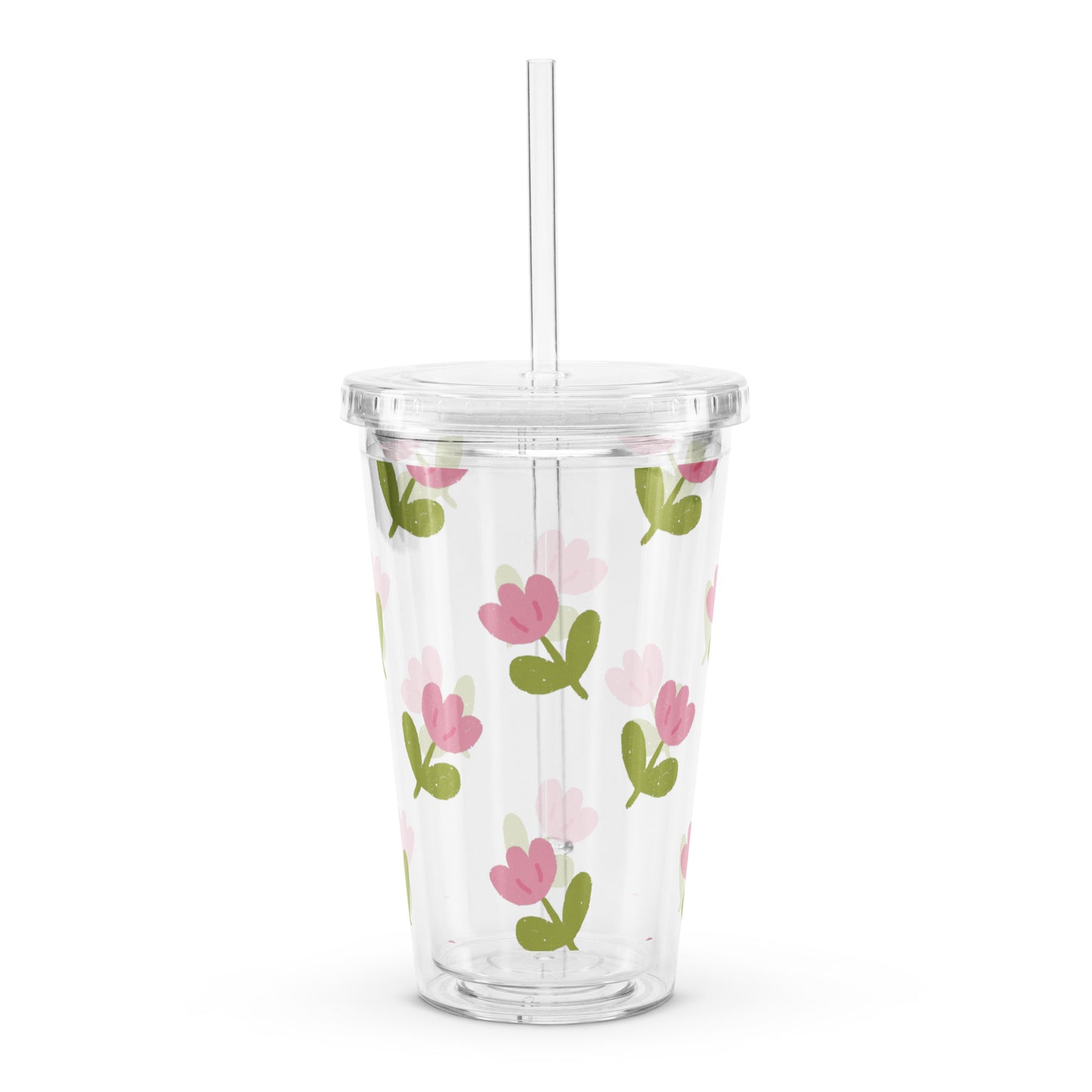 Cute Simple Korean Flower Kawaii Clear plastic tumbler