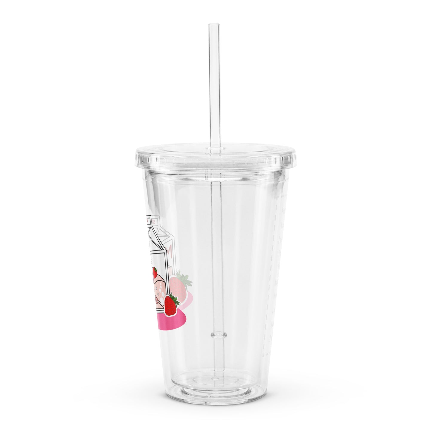 Adorable Strawberry Cow Milk Carton Cute Clear plastic tumbler