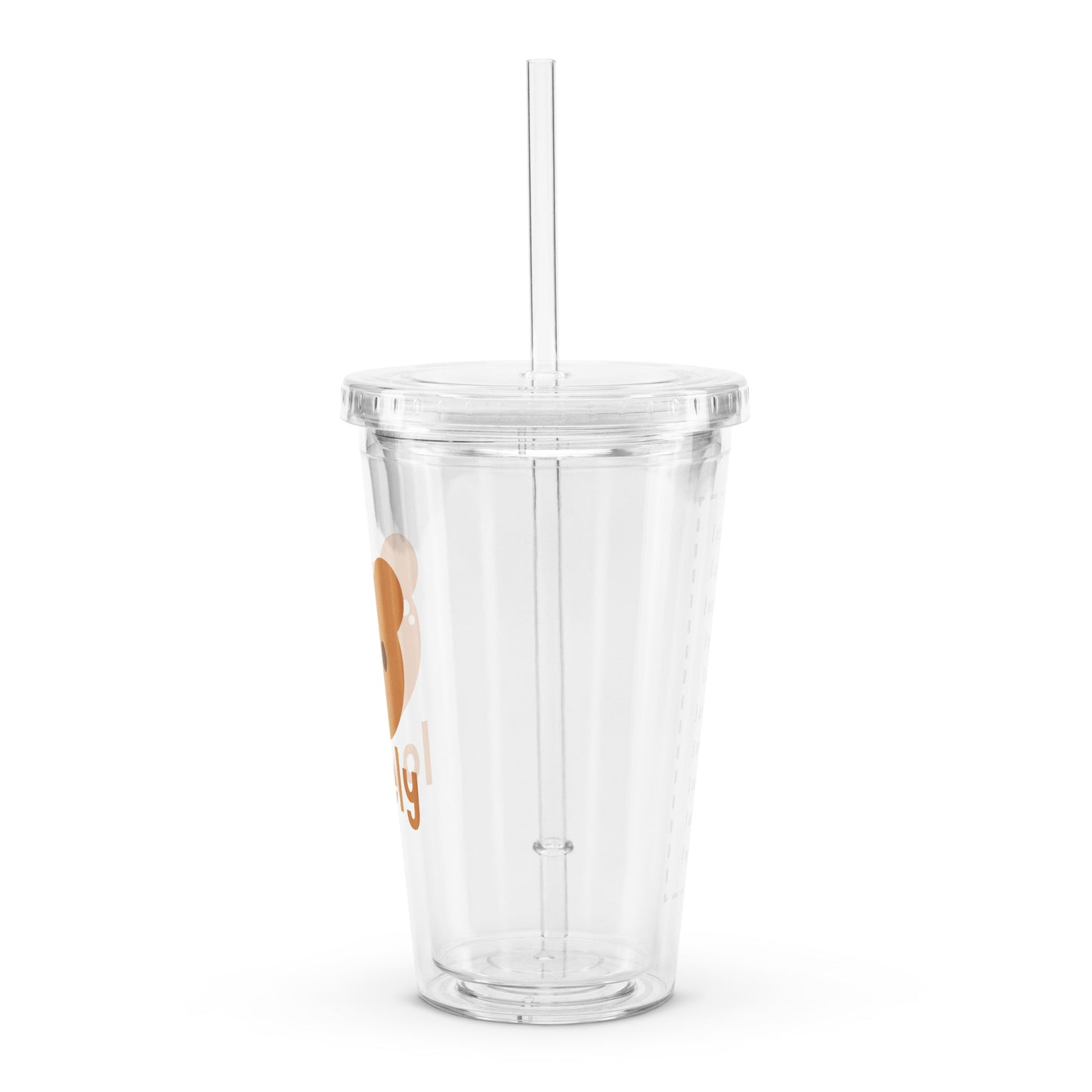 Adorable Lovely Brown Bear Kawaii Cartoon Clear plastic tumbler