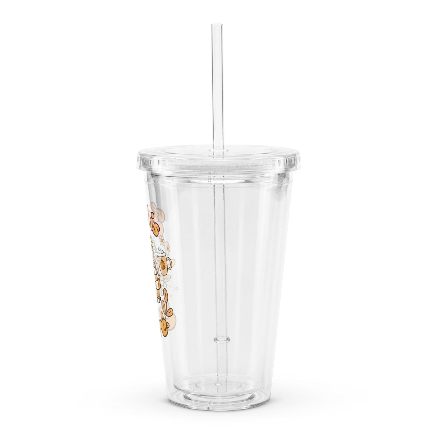 Cute Fall Is Here Pumpkin Sweets Themed Clear plastic tumbler