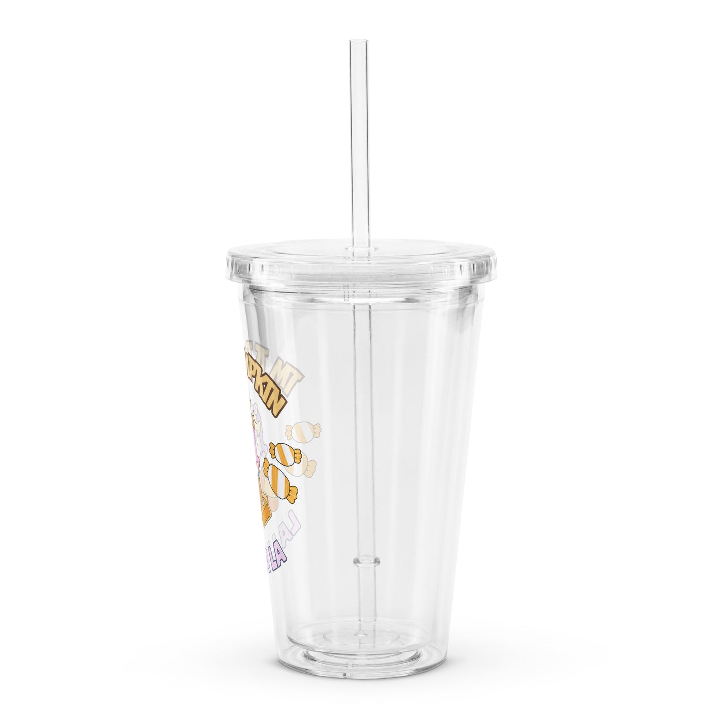 Cute Rainbow Unicorn Pumpkin Fall Clear plastic tumbler