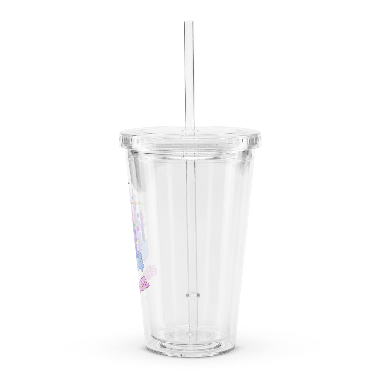 Cute Magical Rainbow Capybara Girly Pastel Clear plastic tumbler