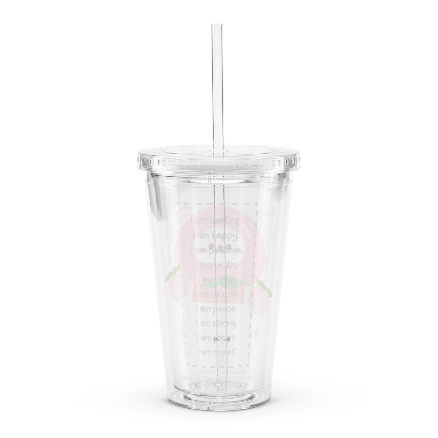 Cutie Cartoon Peach Bunny Peach Milk Kawaii Clear plastic tumbler