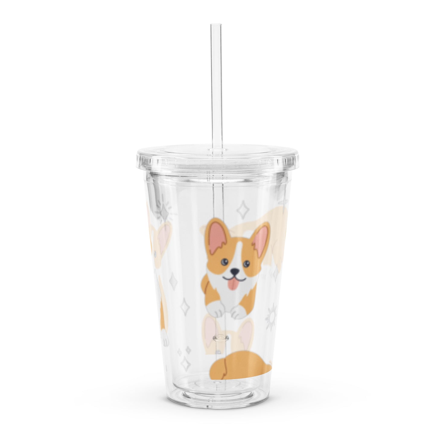 Kawaii Shiba Inu Cute Cartoon Pattern Clear plastic tumbler