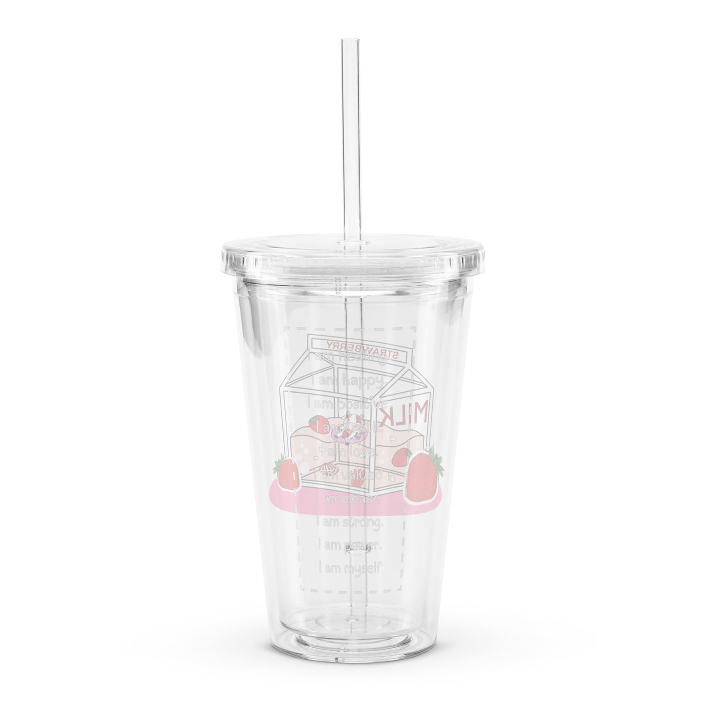 Adorable Strawberry Cow Milk Carton Cute Clear plastic tumbler