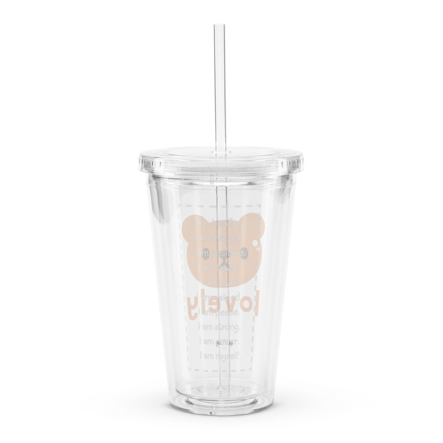 Adorable Lovely Brown Bear Kawaii Cartoon Clear plastic tumbler