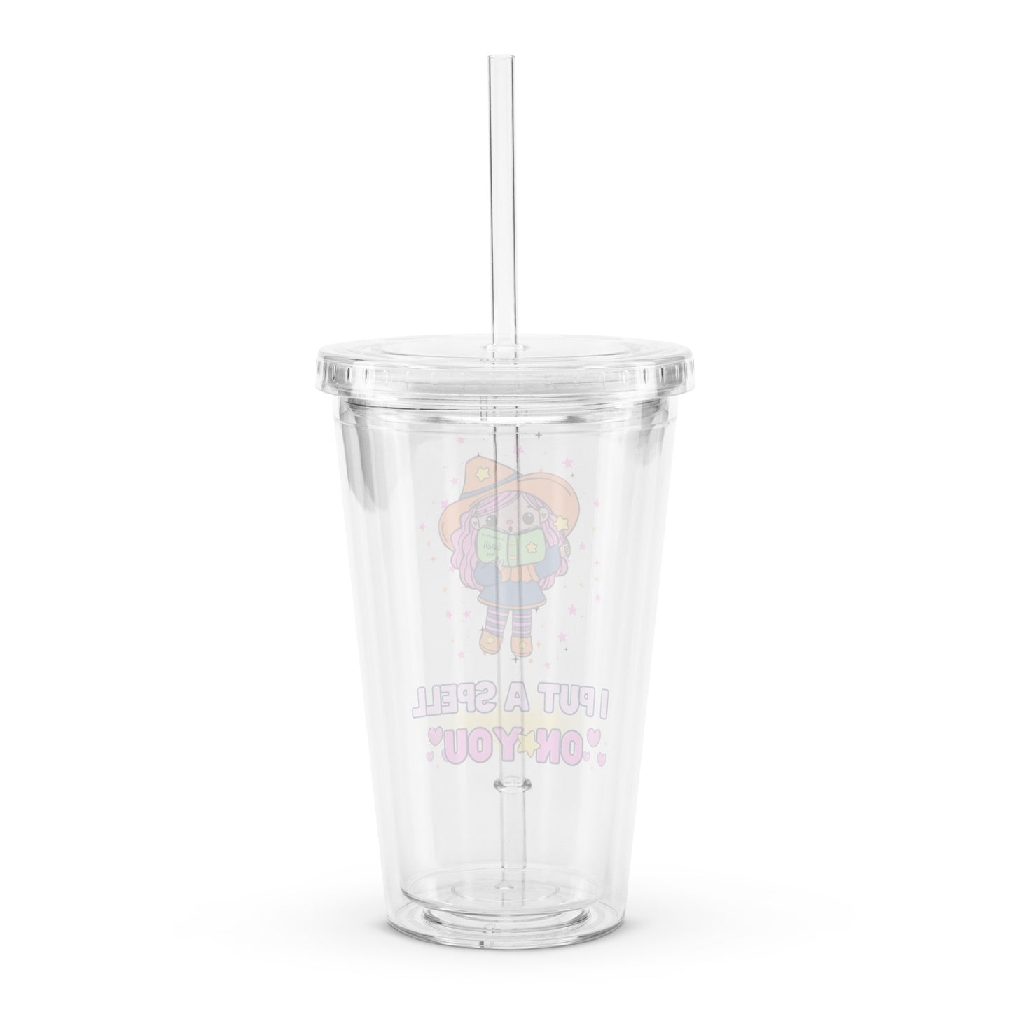 Cute Little Magical Witch Spell On You Kawaii Halloween Clear plastic tumbler