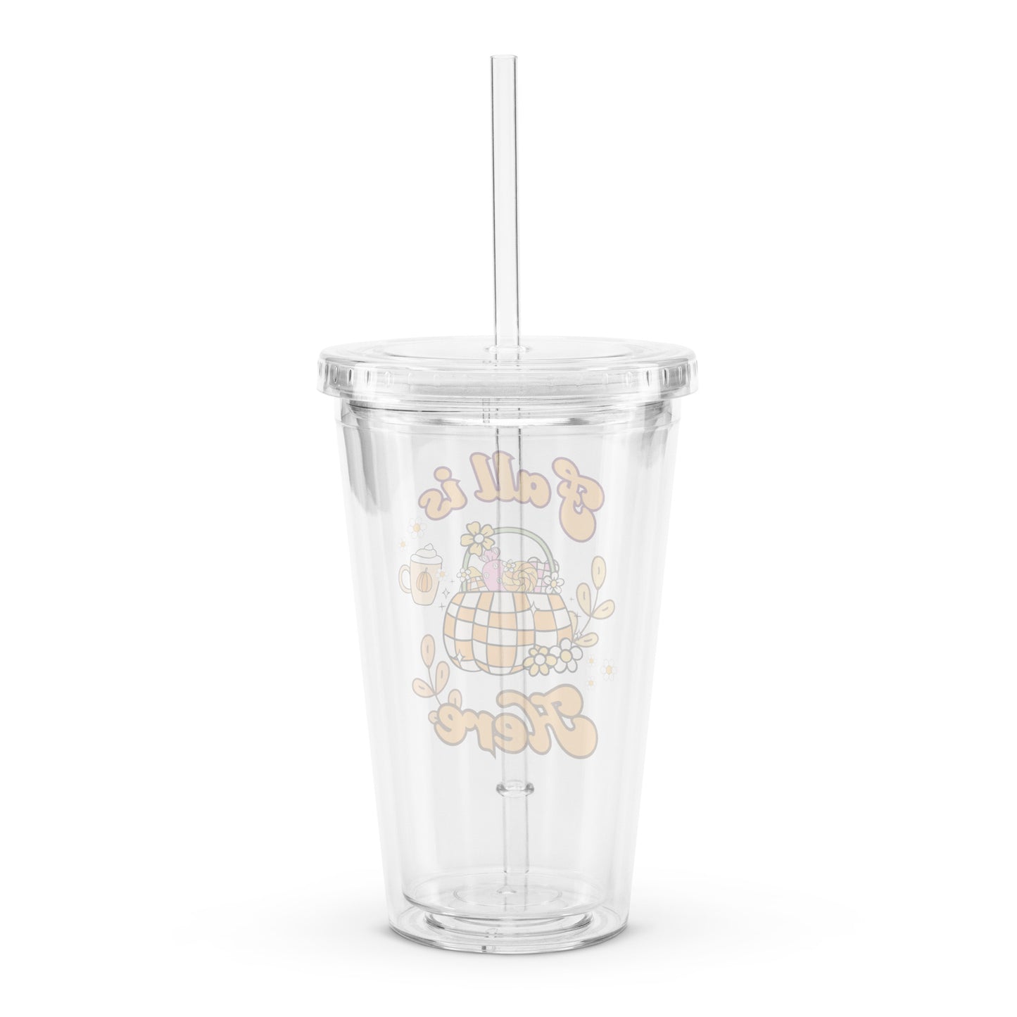 Cute Fall Is Here Pumpkin Sweets Themed Clear plastic tumbler