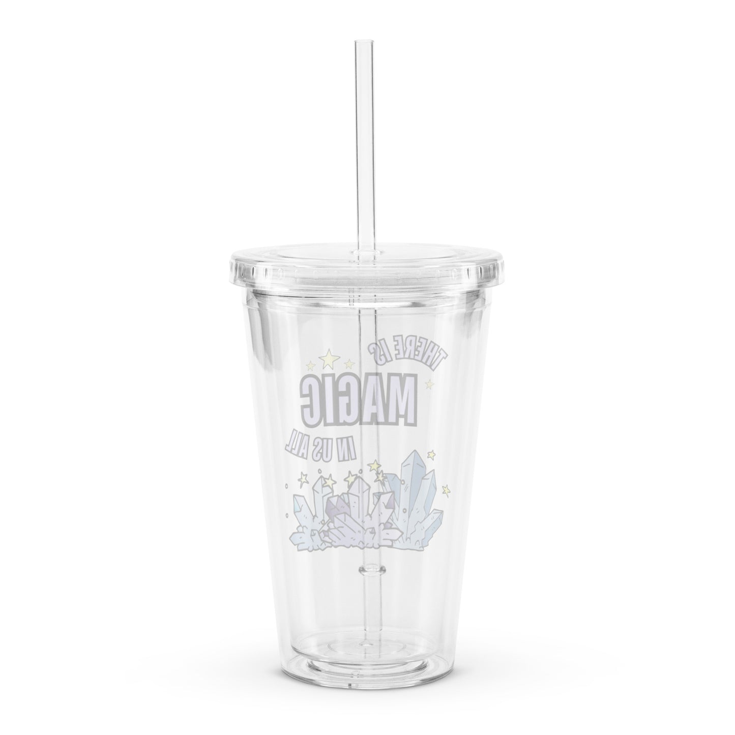 Cute Magical Crystal Witchy Halloween Vibes Clear plastic tumbler