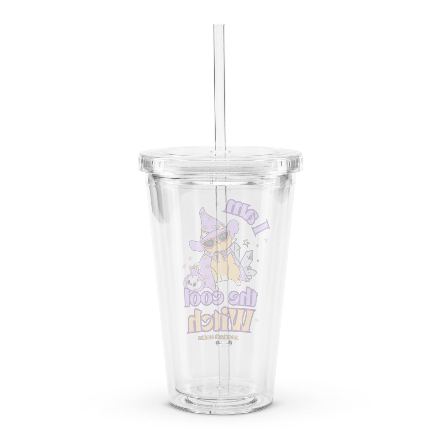 Cute Witch Cat Im The Cool Witch Halloween Clear plastic tumbler