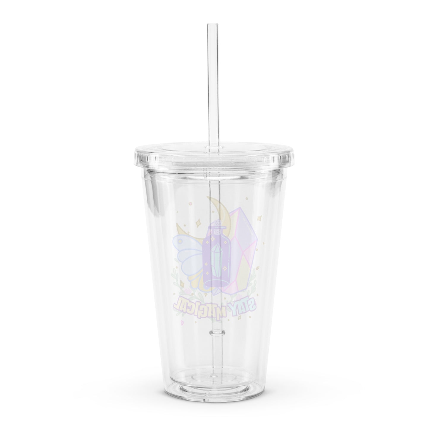 Cute Stay Magical Crystal Potions Witchy Halloween Pastel Clear plastic tumbler