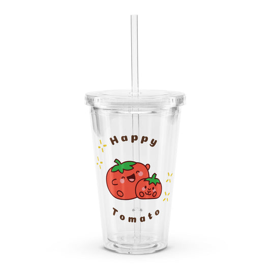 Super Cute Happy Tomatoes Kawaii Cartoon Clear plastic tumbler