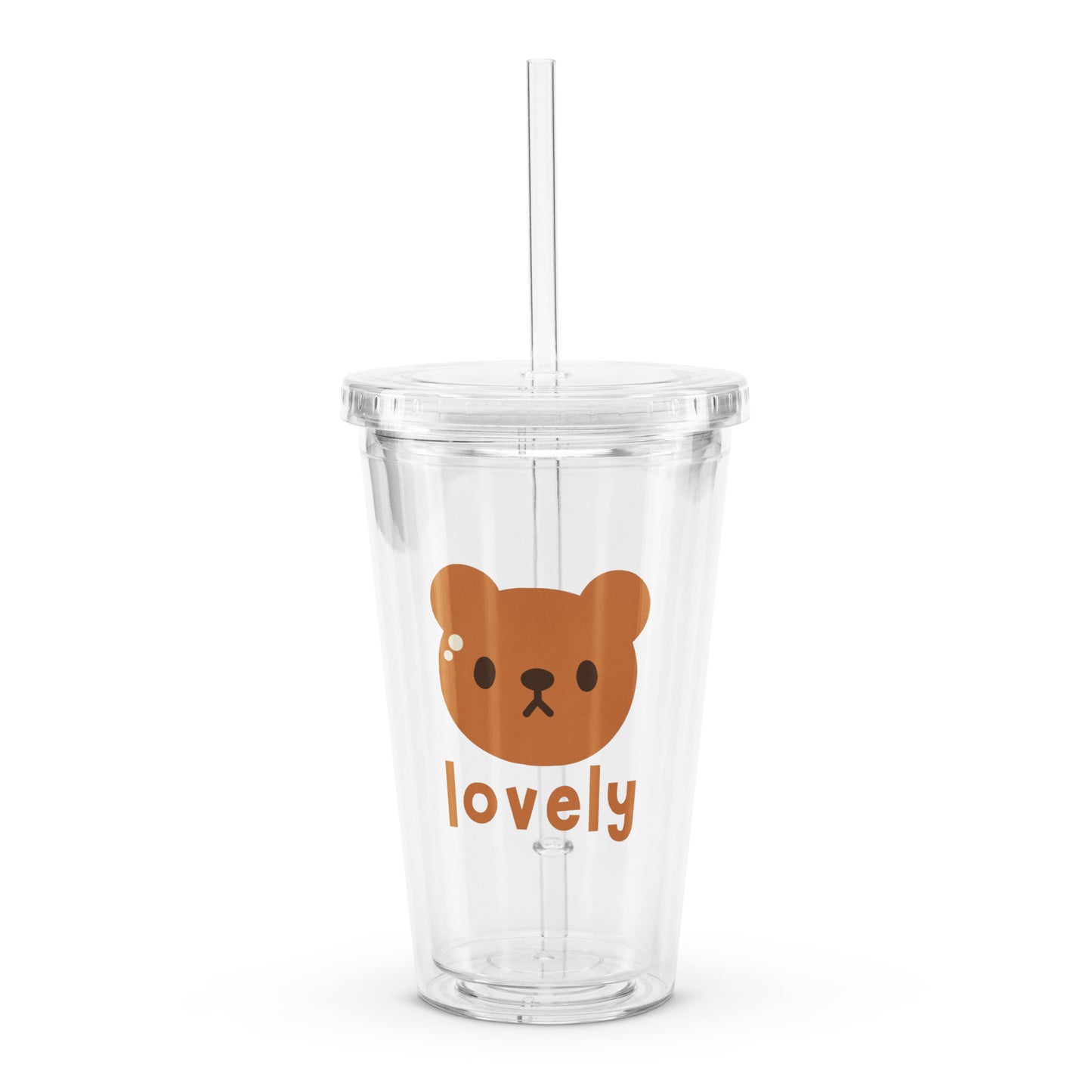 Adorable Lovely Brown Bear Kawaii Cartoon Clear plastic tumbler