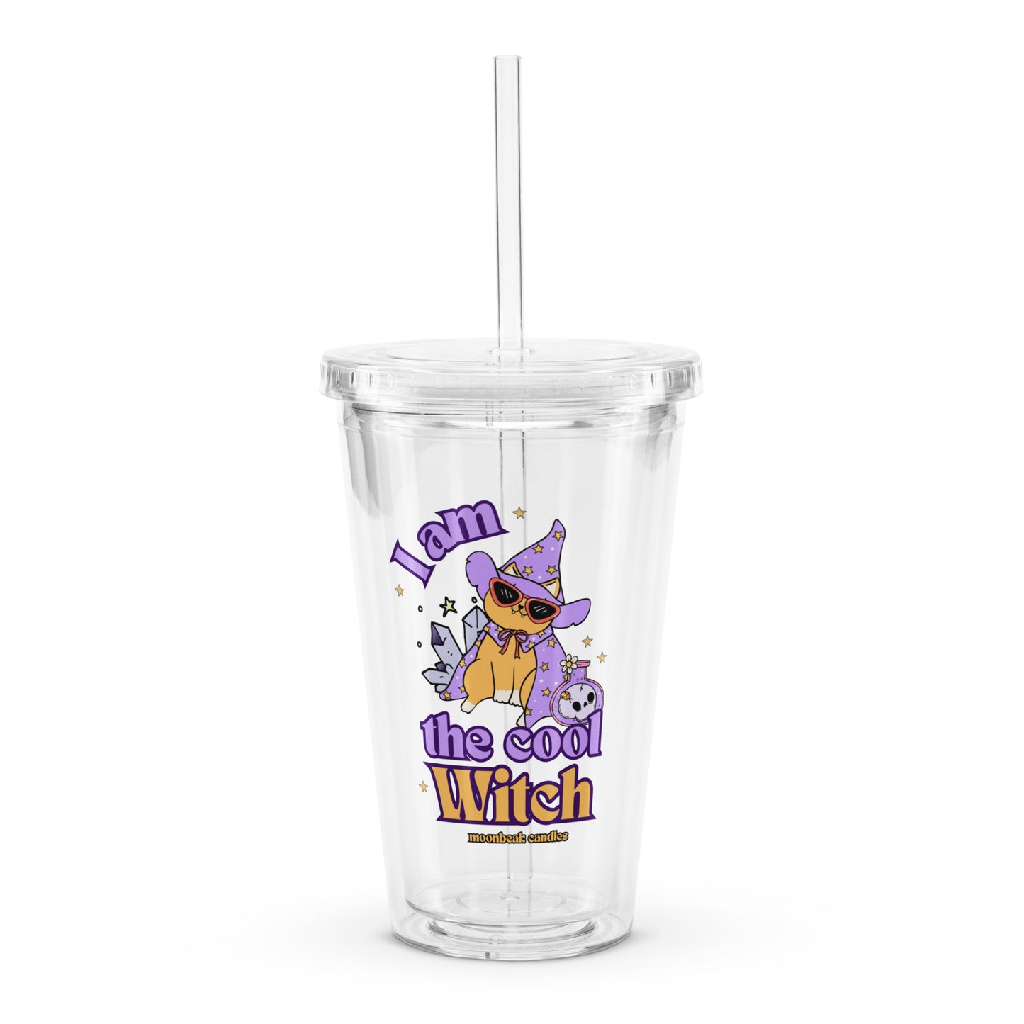 Cute Witch Cat Im The Cool Witch Halloween Clear plastic tumbler