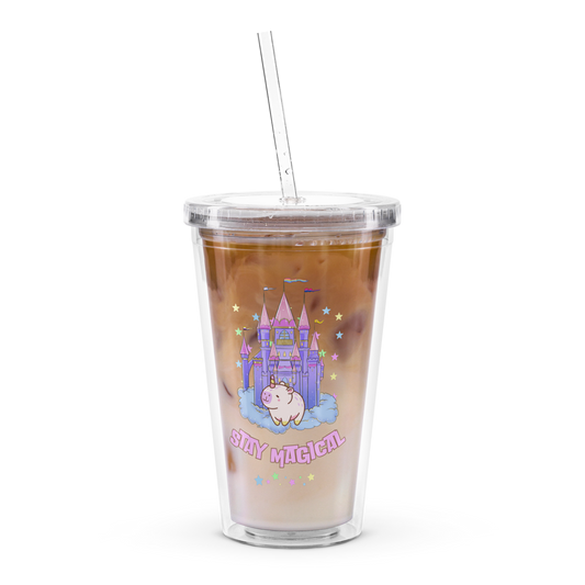 Cute Magical Rainbow Capybara Girly Pastel Clear plastic tumbler