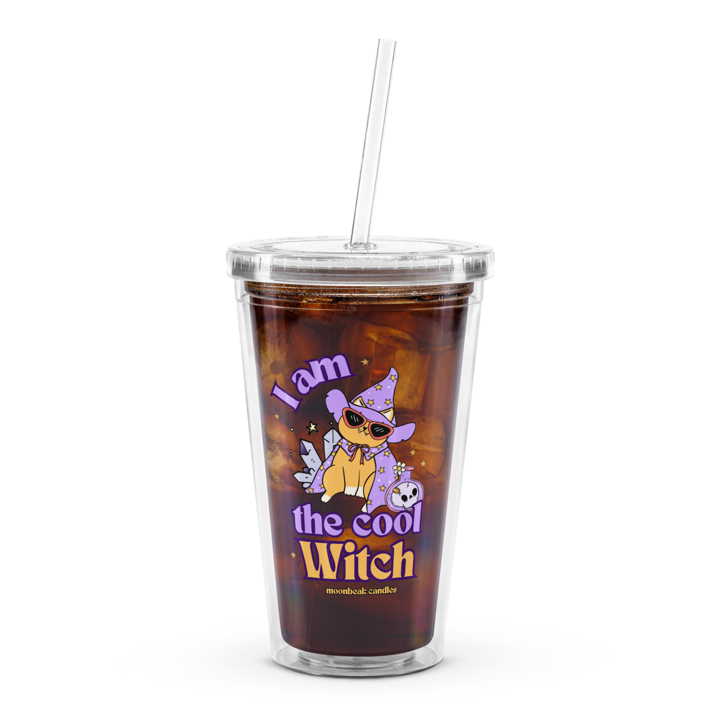 Cute Witch Cat Im The Cool Witch Halloween Clear plastic tumbler