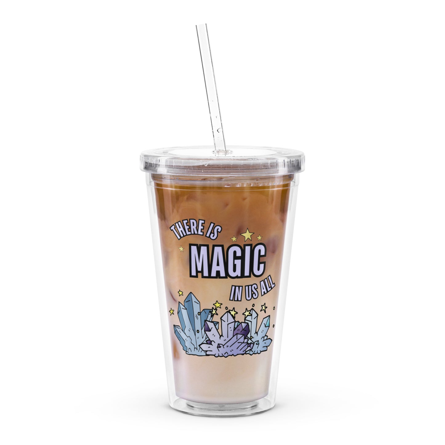 Cute Magical Crystal Witchy Halloween Vibes Clear plastic tumbler