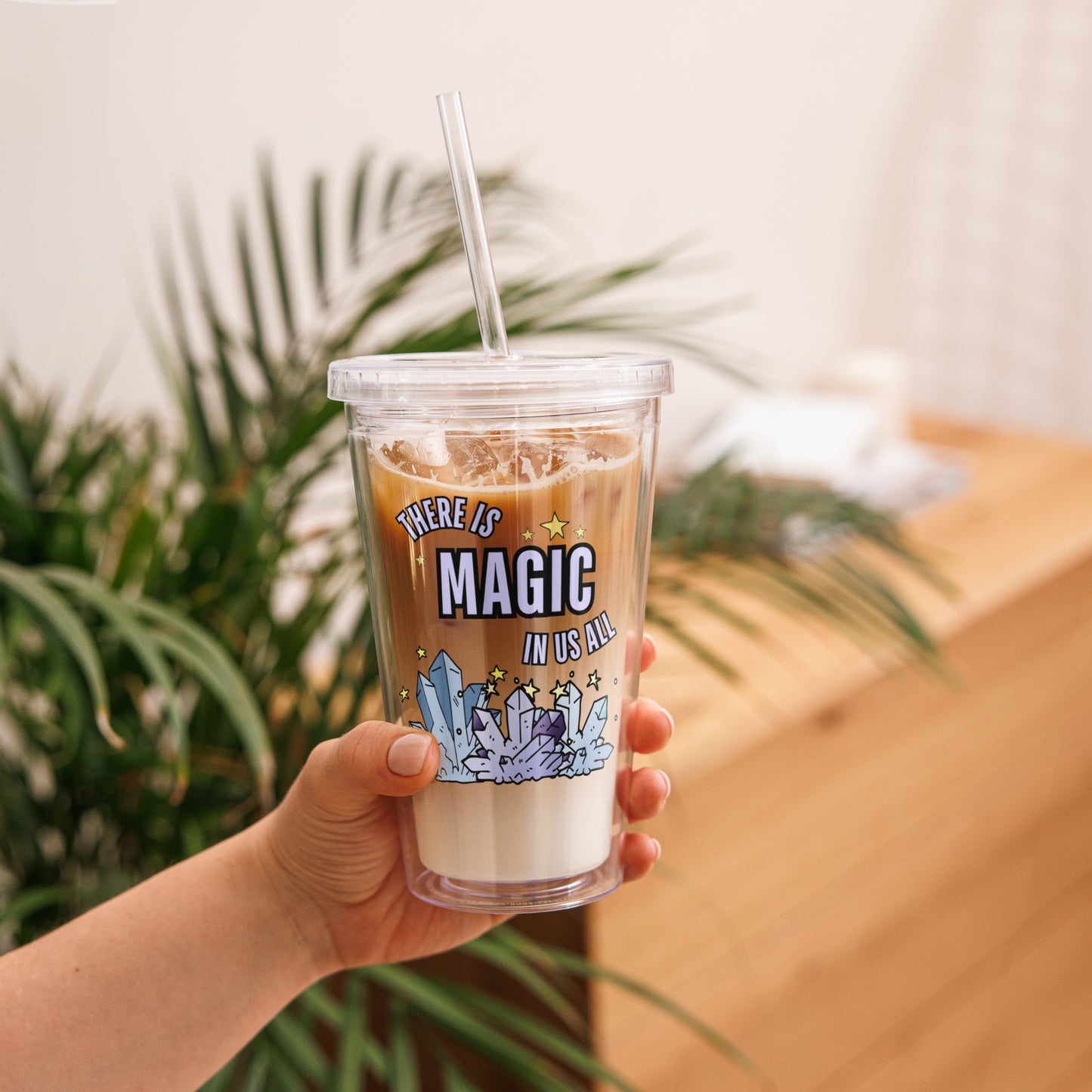 Cute Magical Crystal Witchy Halloween Vibes Clear plastic tumbler