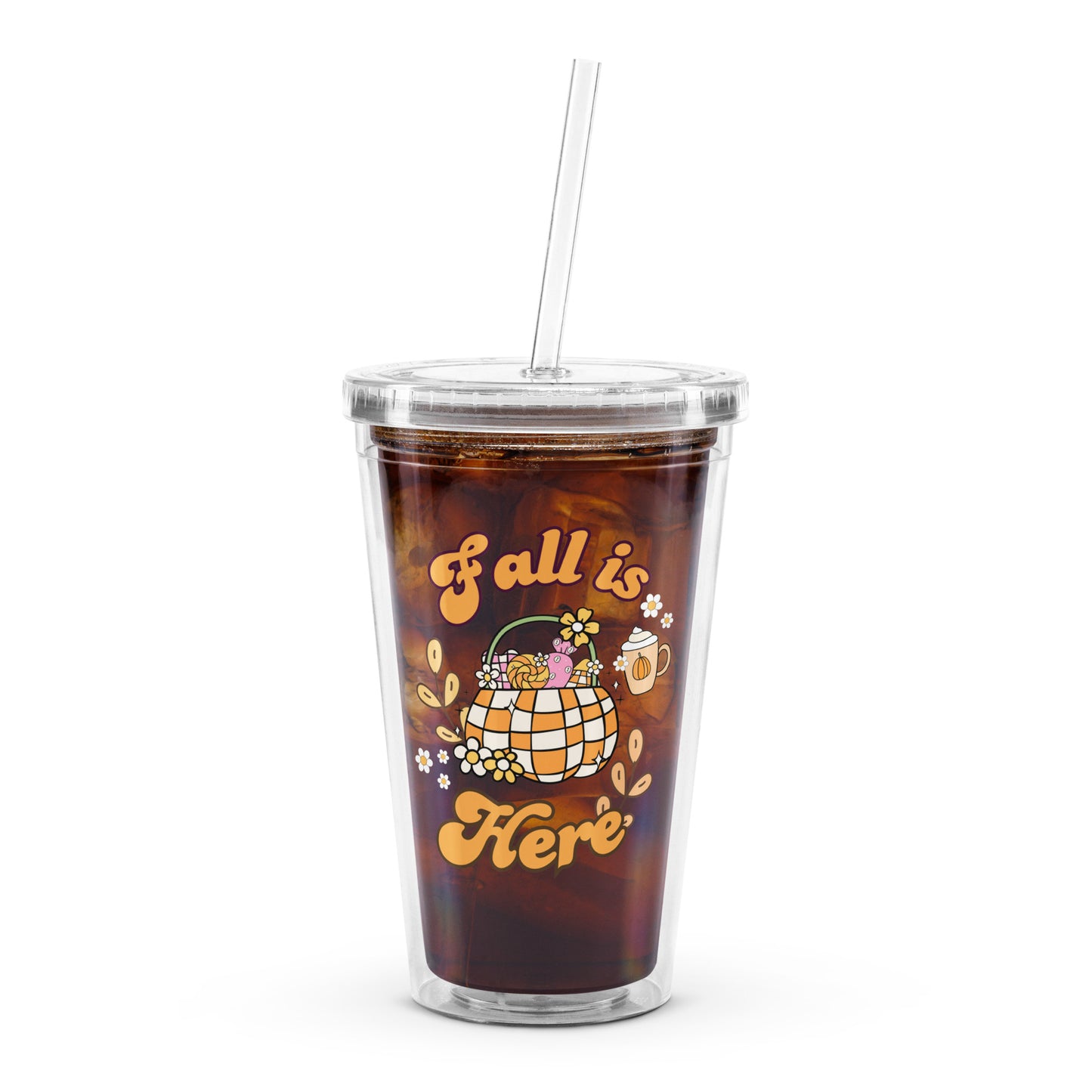 Cute Fall Is Here Pumpkin Sweets Themed Clear plastic tumbler