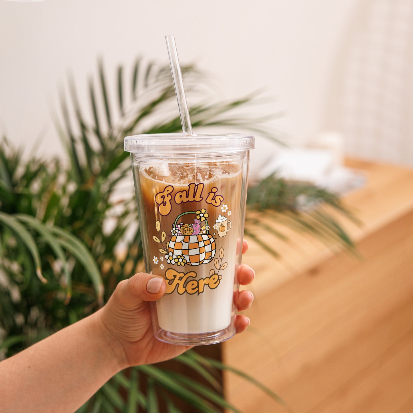 Cute Fall Is Here Pumpkin Sweets Themed Clear plastic tumbler