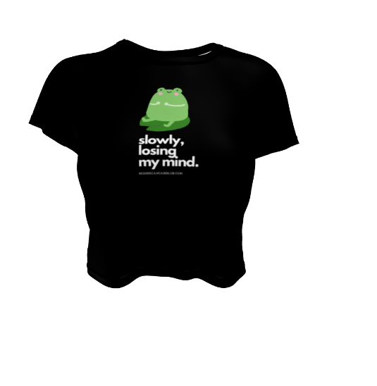 Kawaii Funny Anime Cartoon Frog Losing My Mind Meme Crop Top