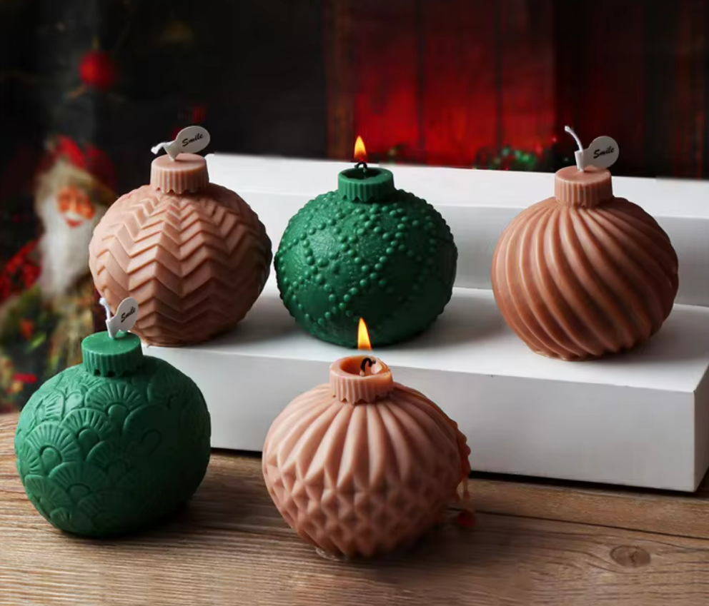 Beautiful Gradient Green Brown Christmas Ornaments Candle