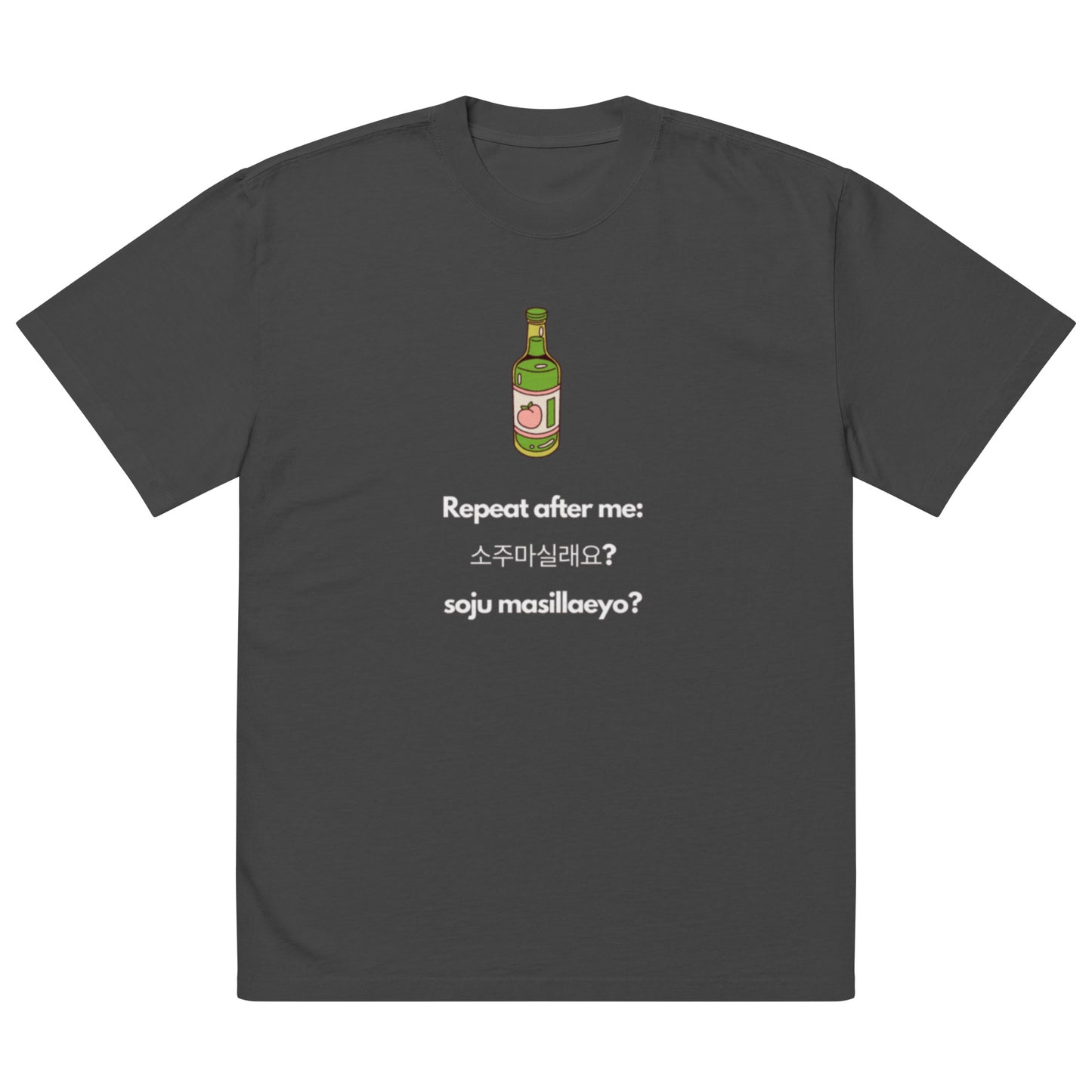 Cute Korean Fun Soju Drink Pun Black Oversized Shirt