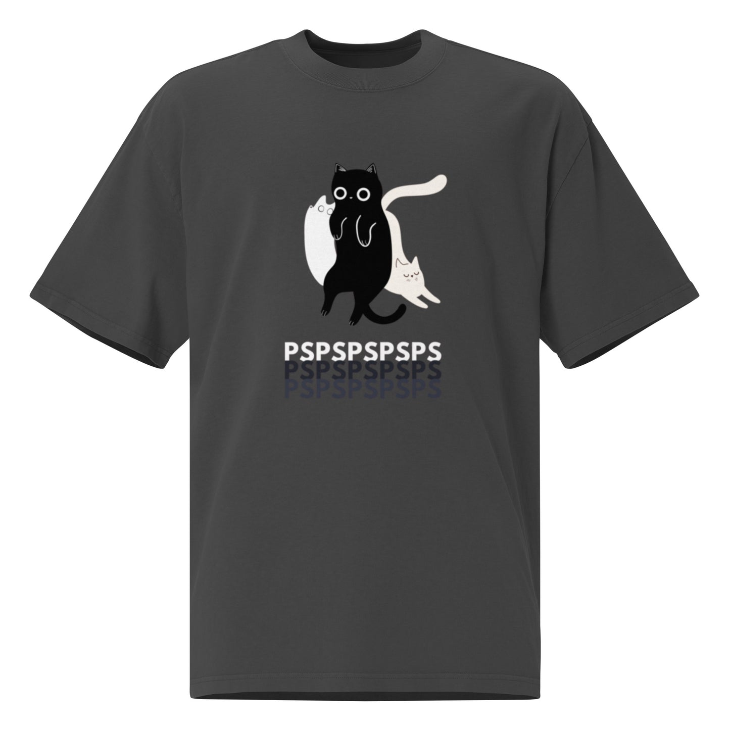 Cute Black White Cats PSPSPS Funny Cat Call Ovesized Shirt