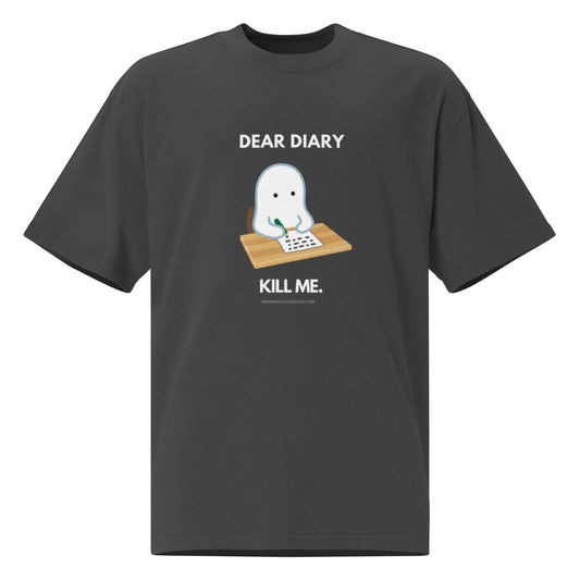 Cute Ghost Diary Funny Dark Humor Black Oversized Shirt