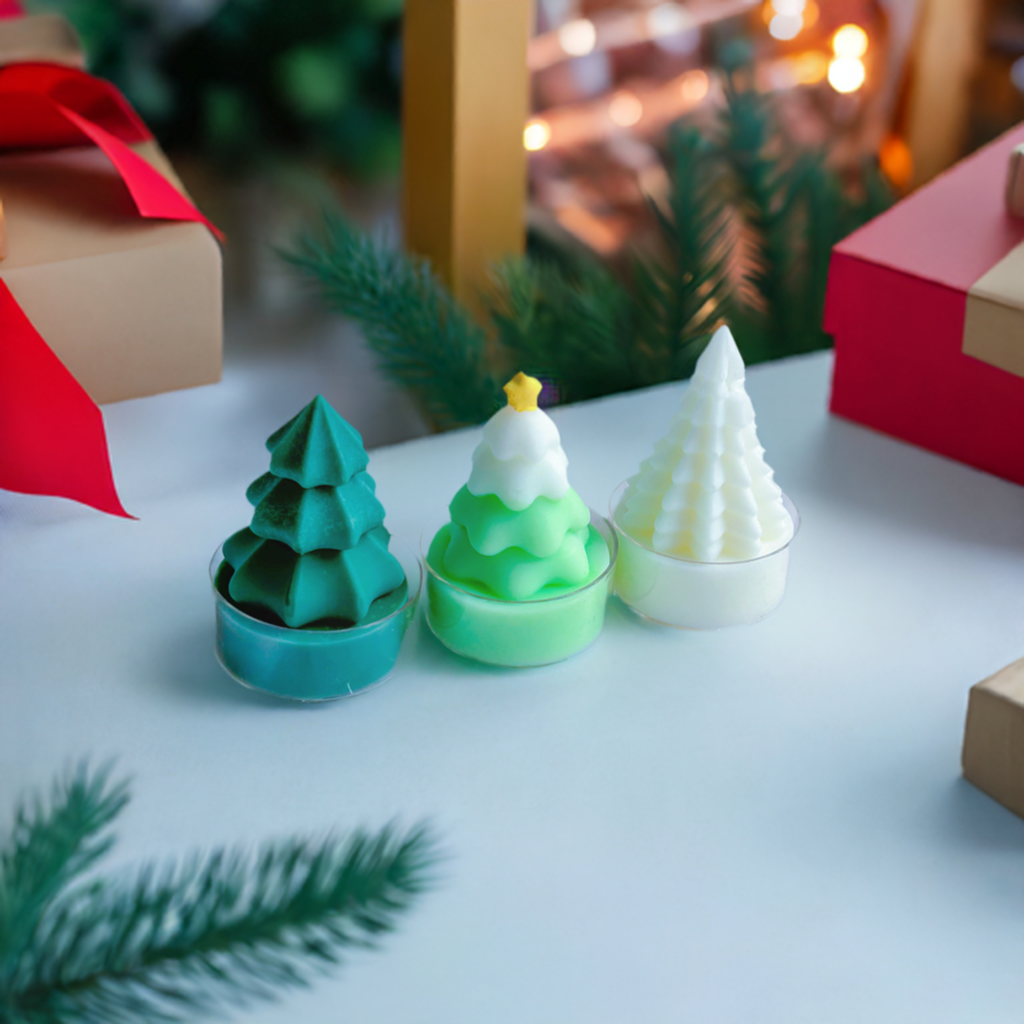 Adorable Christmas Pine Tree Tea Light Candles