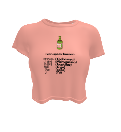 Cute Korean Funny Speak Korean Soju Drink Pun Peach Crop Top