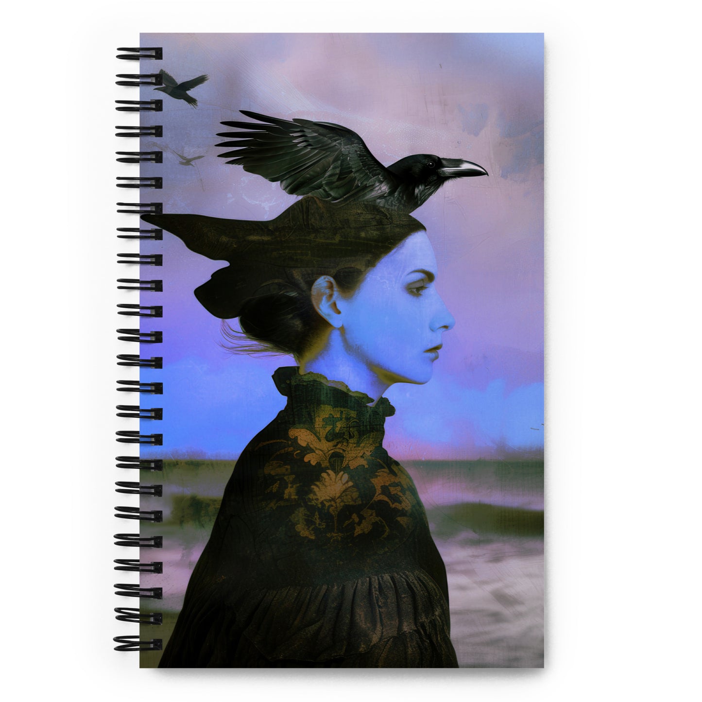 Beautiful Dark Gothic Crow Girl Soul Witch Magic Macadamia Black Notebook