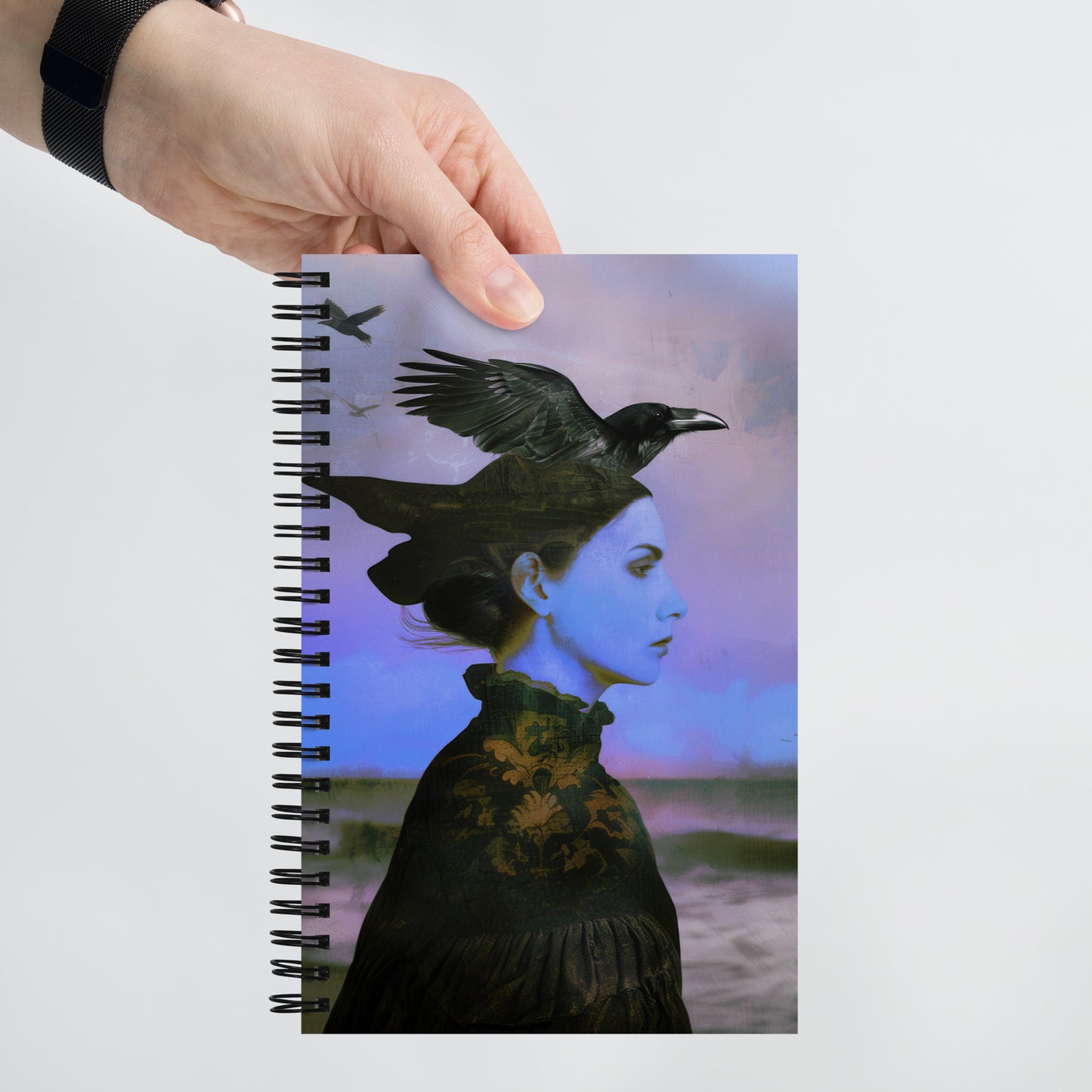 Beautiful Dark Gothic Crow Girl Soul Witch Magic Macadamia Black Notebook