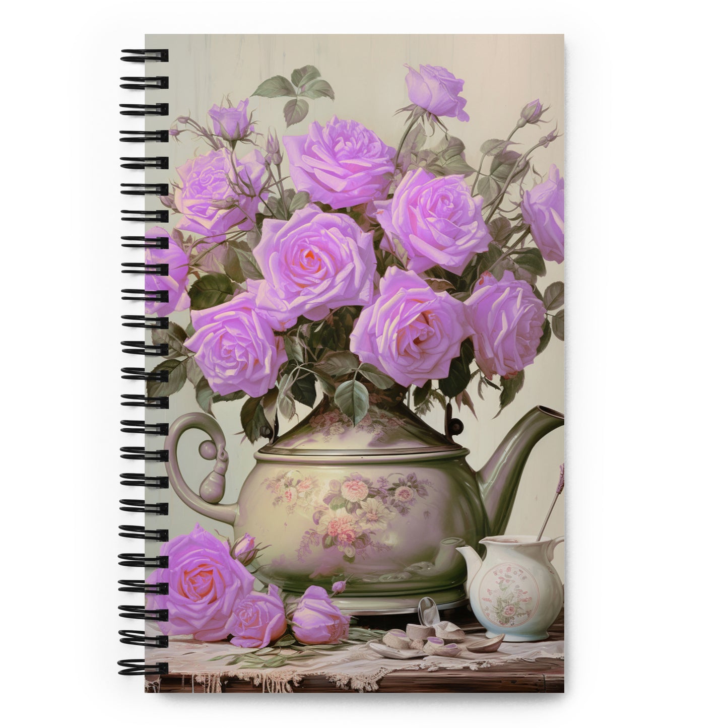 Beautiful Retro Kitchen Purple Roses Vintage Vase Notebook