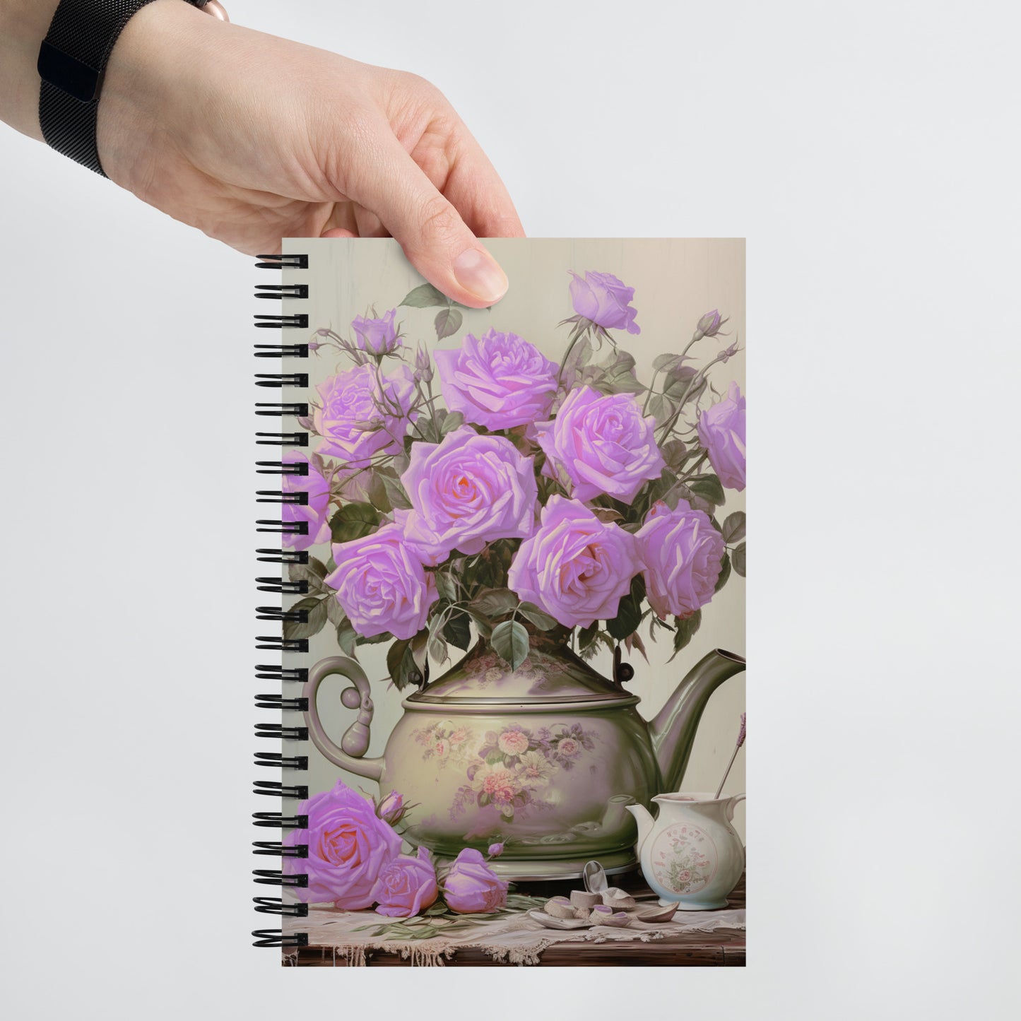 Beautiful Retro Kitchen Purple Roses Vintage Vase Notebook