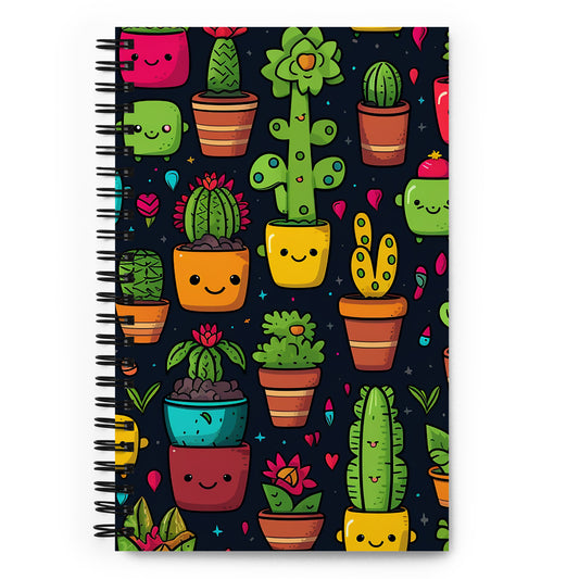 Kawaii Cute Colorful Anime Cartoon Plants Black Notebook