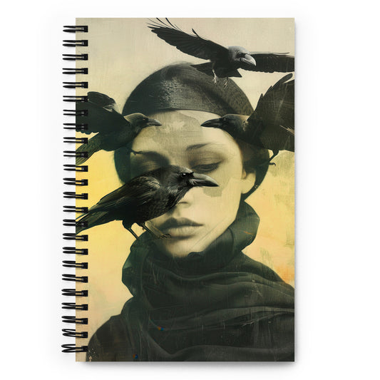 Beautiful Dark Gothic Crow Girl Death Witch Magic Macadamia Black Notebook