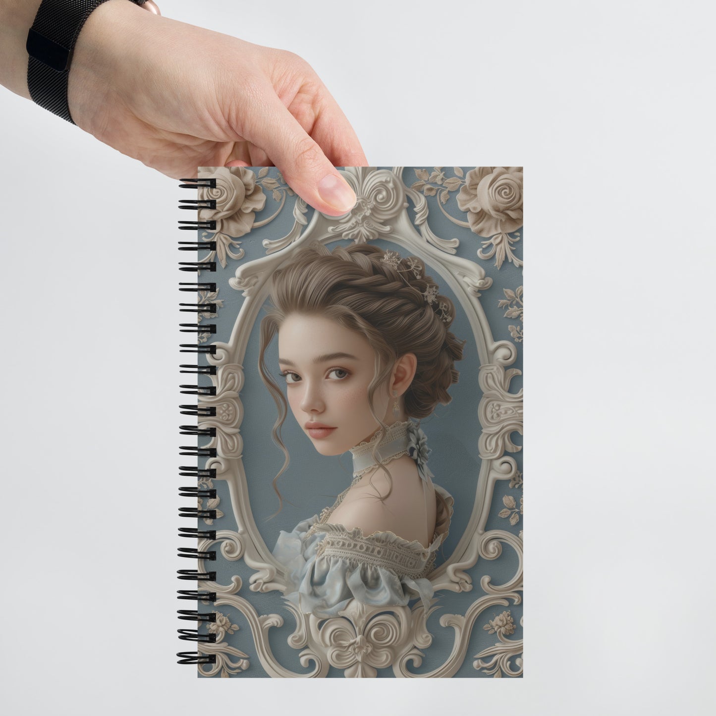 Beautiful Vintage Baroque Golden Framed Princess Blue Notebook