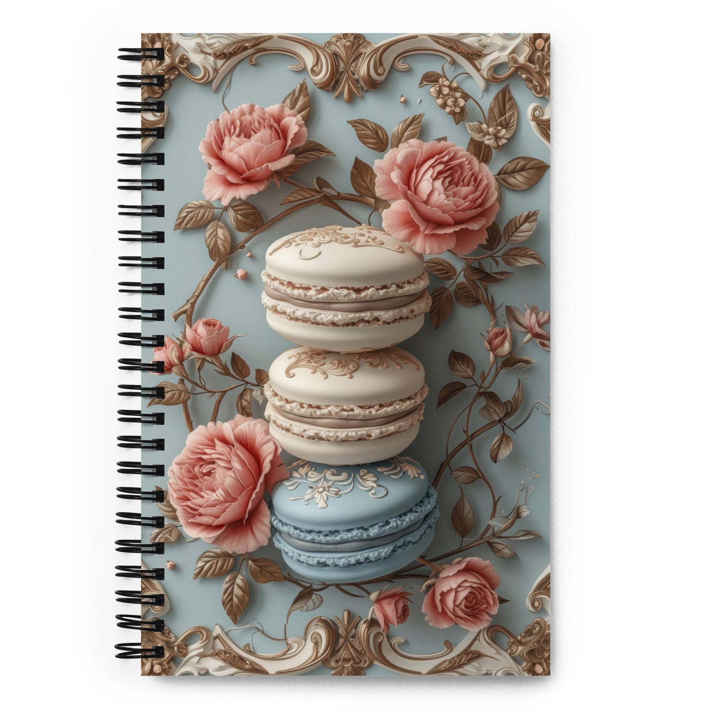 Beautiful Vintage Baroque Golden Framed Macaron Blue Notebook