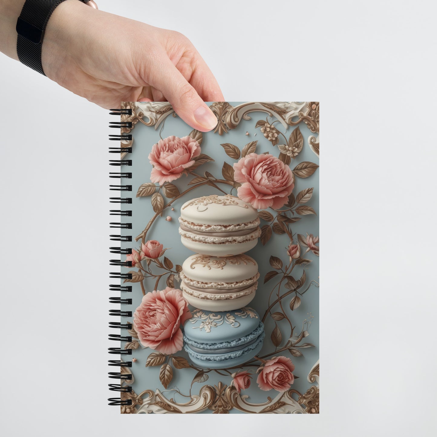 Beautiful Vintage Baroque Golden Framed Macaron Blue Notebook