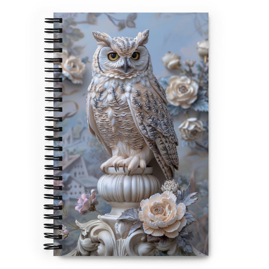 Beautiful Vintage Baroque Porcelain Gold Framed Owl Blue Notebook