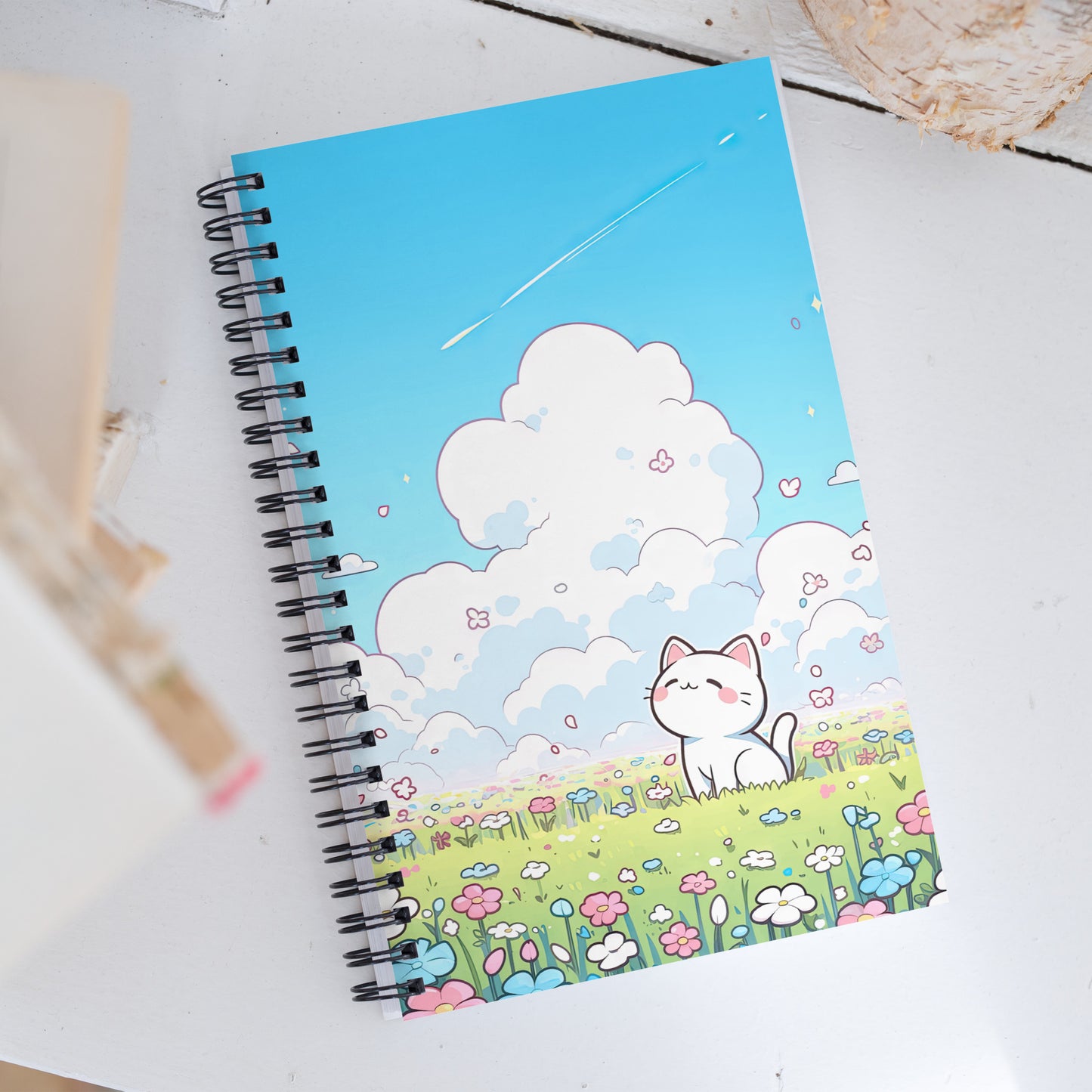 Kawaii Neko Cute Spring Cat Anime Drawing Notebook