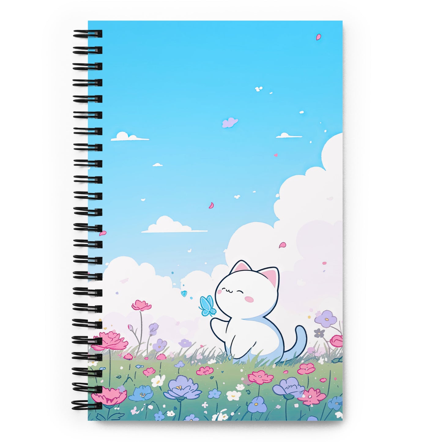 Kawaii Neko Cute Cat Anime Flower Field Drawing Notebook