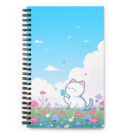 Kawaii Neko Cute Cat Anime Flower Field Drawing Notebook