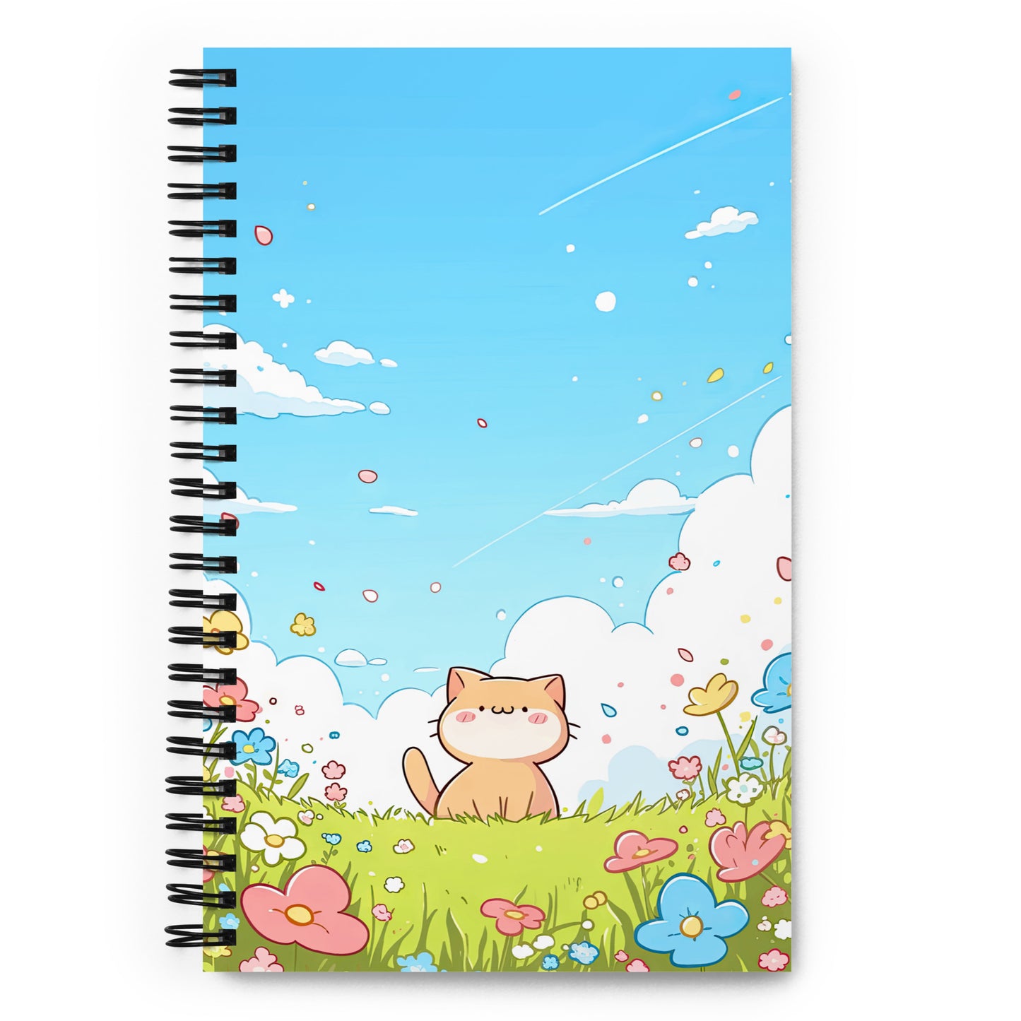 Kawaii Neko Cute Spring Orange Cat Anime Drawing Notebook