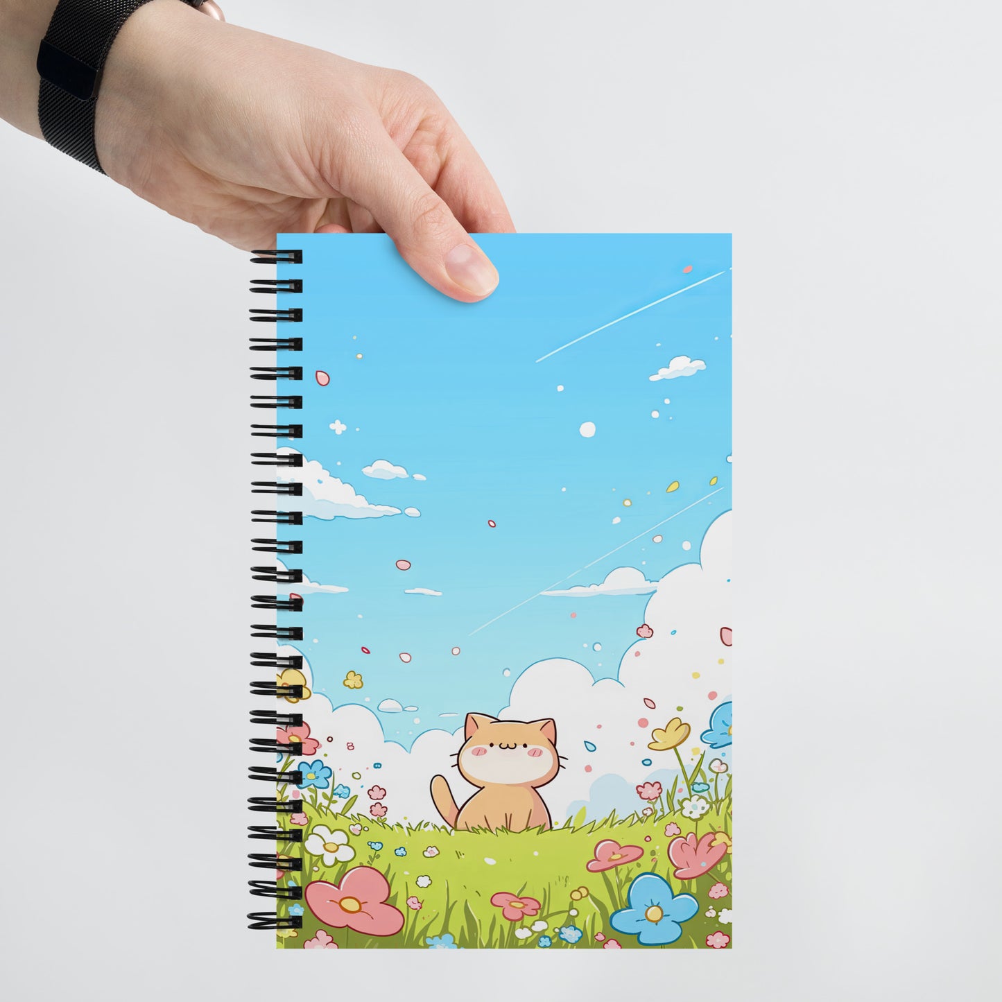 Kawaii Neko Cute Spring Orange Cat Anime Drawing Notebook